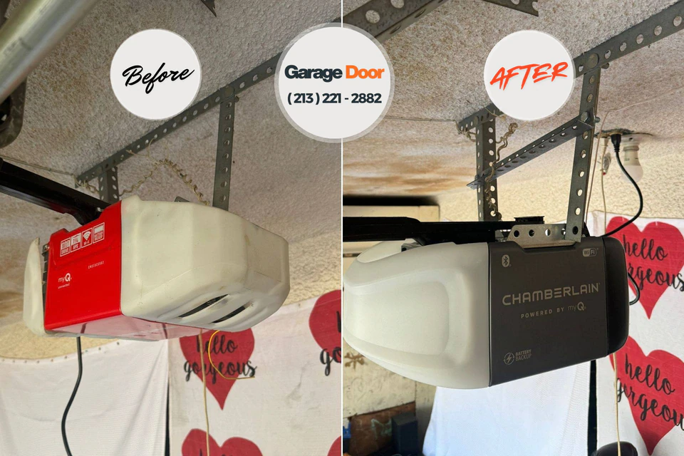 Before and after: garage door repair Lee's Summit, MO